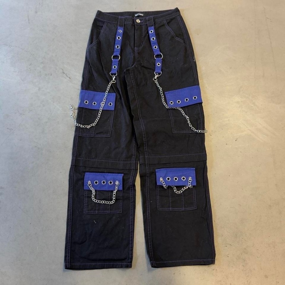 Hot Topic Black Pants with Purple Accent Chains vintage